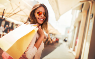 Photo of a Woman in Sonoma Shopping Outside.