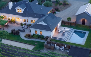 Aerial view of napa vacation rental Vineyard Farmhouse