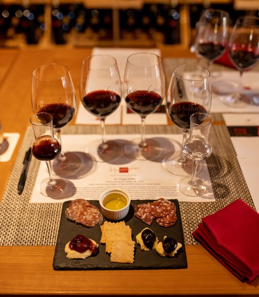 wine glasses in a half-circle